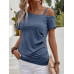 SHEIN Clasi Асимметричная футболка с воротником и пуговицами, пыльный синий SHEIN Clasi Асимметричная футболка с воротником и пуговицами, пыльный синий