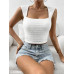 SHEIN Essnce Женская текстурированная однотонная укороченная майка с квадратным вырезом, белый