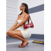 SHEIN ICON Женская модная винтажная красная сумка через плечо с заклепками, красный