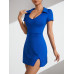 SHEIN Sport Easify Женский однотонный спортивный комбинезон с короткими рукавами и лацканами, королевский синий
