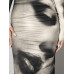 SHEIN BAE Винтажное сетчатое облегающее платье с длинными рукавами и портретным принтом, многоцветный