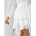 SHEIN Privé женское однотонное платье с открытыми плечами и многоуровневым оборками по краю, белый