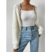 SHEIN EZwear Однотонный базовый укороченный кардиган с открытой передней частью, белый SHEIN EZwear Однотонный базовый укороченный кардиган с открытой передней частью, белый