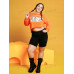 SHEIN Толстовка с заниженными плечами и мультяшным узором, апельсин SHEIN Толстовка с заниженными плечами и мультяшным узором, апельсин