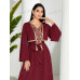 SHEIN Modely женское арабское платье в стиле пэчворк из тканой ленты с бахромой и длинными рукавами, бургундия