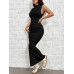 SHEIN EZwear Черное вязаное женское платье приталенного кроя, черный