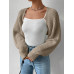SHEIN EZwear Однотонный базовый укороченный кардиган с открытой передней частью, коричневый SHEIN EZwear Однотонный базовый укороченный кардиган с открытой передней частью, коричневый
