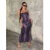 SHEIN SXY Женское облегающее платье в полоску, фиолетовый SHEIN SXY Женское облегающее платье в полоску, фиолетовый