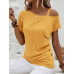 SHEIN Clasi Асимметричная футболка с воротником и пуговицами, желтый