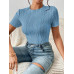 SHEIN Трикотажное боди из однотонной ребристой ткани Frenchy, синий
