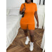 SHEIN Slayr Женский однотонный комплект из футболки и шорт с круглым вырезом и короткими рукавами, апельсин SHEIN Slayr Женский однотонный комплект из футболки и шорт с круглым вырезом и короткими рукавами, апельсин