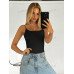 SHEIN BAE женская сексуальная однотонная майка с открытой спиной, черный