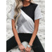 SHEIN Clasi Полосатая футболка с короткими рукавами и круглым вырезом с цветными блоками, многоцветный SHEIN Clasi Полосатая футболка с короткими рукавами и круглым вырезом с цветными блоками, многоцветный