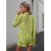 SHEIN Essnce - женский однотонный комплект из плиссированной рубашки и шорт, зеленый