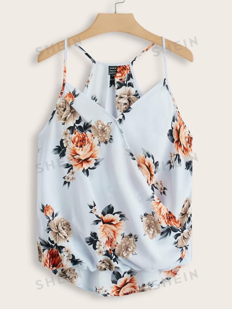 SHEIN Clasi Женская фиолетовая майка с принтом омбре и бретелями, голубые