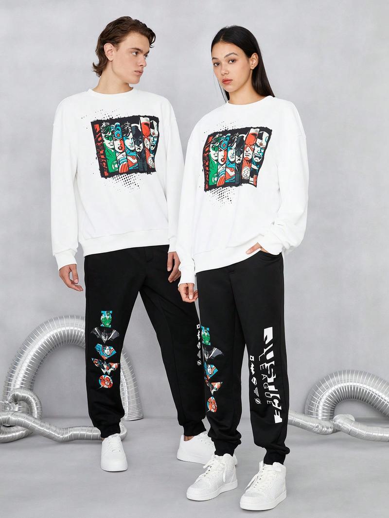 SHEIN 1 толстовка с заниженными плечами и 1 спортивными штанами, многоцветный