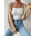 SHEIN EZwear Однотонный базовый укороченный кардиган с открытой передней частью, верблюд SHEIN EZwear Однотонный базовый укороченный кардиган с открытой передней частью, верблюд
