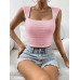 SHEIN Essnce Женская текстурированная однотонная укороченная майка с квадратным вырезом, детский розовый