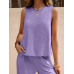 SHEIN LUNE Женский однотонный повседневный комплект из двух предметов свободного кроя, сиреневый фиолетовый