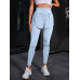 SHEIN Ежедневные повседневные однотонные спортивные леггинсы 2 в 1 с высокой талией, синий и белый