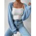 SHEIN EZwear Однотонный базовый укороченный кардиган с открытой передней частью, пыльный синий SHEIN EZwear Однотонный базовый укороченный кардиган с открытой передней частью, пыльный синий