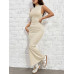 SHEIN EZwear Черное вязаное женское платье приталенного кроя, абрикос