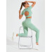 SHEIN Yoga Basic женский спортивный комплект реглан с открытой спиной и длинными рукавами, зеленый