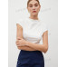SHEIN BIZwear Женская однотонная футболка с короткими рукавами и воротником-стойкой, белый