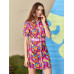 SHEIN 1 шт. платье-рубашка на молнии с мультяшным рисунком и поясом, многоцветный