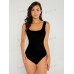 SHEIN BASICS Однотонное облегающее боди с квадратным вырезом, черный