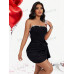 SHEIN SXY Женское платье с запахом спереди, украшенное стразами, черный