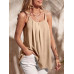 SHEIN Clasi однотонный плиссированный свободный повседневный топ-бретелька, абрикос SHEIN Clasi однотонный плиссированный свободный повседневный топ-бретелька, абрикос