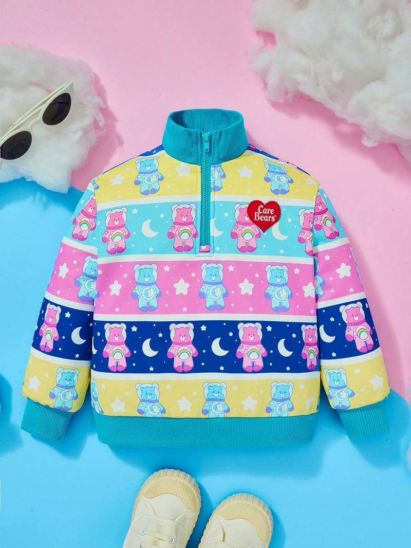SHEIN Толстовка с мультяшным рисунком для девочек на половину молнии, многоцветный