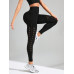 SHEIN Йога Базовые однотонные спортивные леггинсы с вырезами, черный