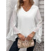 SHEIN Clasi Swiss Блузка с рукавами-колокольчиками и запахом в горошек, белый