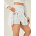 SHEIN VARSITY Спортивная теннисная базовая сетка с поясом и юбкой, белый