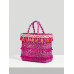 SHEIN VCAY Маленькая соломенная сумка с помпоном, ярко-розовый