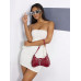 SHEIN ICON Женская модная винтажная красная сумка через плечо с заклепками, красный