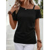 SHEIN Clasi Асимметричная футболка с воротником и пуговицами, черный SHEIN Clasi Асимметричная футболка с воротником и пуговицами, черный