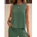 SHEIN LUNE Женский однотонный повседневный комплект из двух предметов свободного кроя, оливково-зеленый