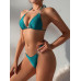 SHEIN Swim BAE Однотонный текстурированный комплект из двух частей купальника, бирюзовый синий
