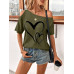 SHEIN Clasi Женская футболка с принтом Love Heart и нерегулярными плечами, армейский зеленый SHEIN Clasi Женская футболка с принтом Love Heart и нерегулярными плечами, армейский зеленый