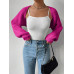 SHEIN EZwear Однотонный базовый укороченный кардиган с открытой передней частью, ярко-розовый SHEIN EZwear Однотонный базовый укороченный кардиган с открытой передней частью, ярко-розовый