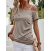 SHEIN Clasi Асимметричная футболка с воротником и пуговицами, мокко браун SHEIN Clasi Асимметричная футболка с воротником и пуговицами, мокко браун