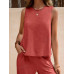 SHEIN LUNE Женский однотонный повседневный комплект из двух предметов свободного кроя, бургундия
