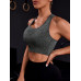 SHEIN Yoga Модный женский бесшовный спортивный бюстгальтер в контрастную полоску, серый SHEIN Yoga Модный женский бесшовный спортивный бюстгальтер в контрастную полоску, серый