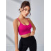 SHEIN Yoga Модный женский бесшовный спортивный бюстгальтер в контрастную полоску, ярко-розовый SHEIN Yoga Модный женский бесшовный спортивный бюстгальтер в контрастную полоску, ярко-розовый