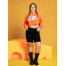 SHEIN Толстовка с заниженными плечами и мультяшным узором, апельсин SHEIN Толстовка с заниженными плечами и мультяшным узором, апельсин