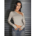 SHEIN BAE Женская однотонная обтягивающая футболка с неровным краем и перевязанным краем и шейным шарфом, серый