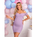 SHEIN Однотонное облегающее модное платье для беременных с открытыми плечами, сиреневый фиолетовый